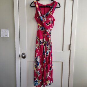 Lauren Ralph Lauren Pink Floral Maxi Dress Size 12 Draped Sleeveless Summer